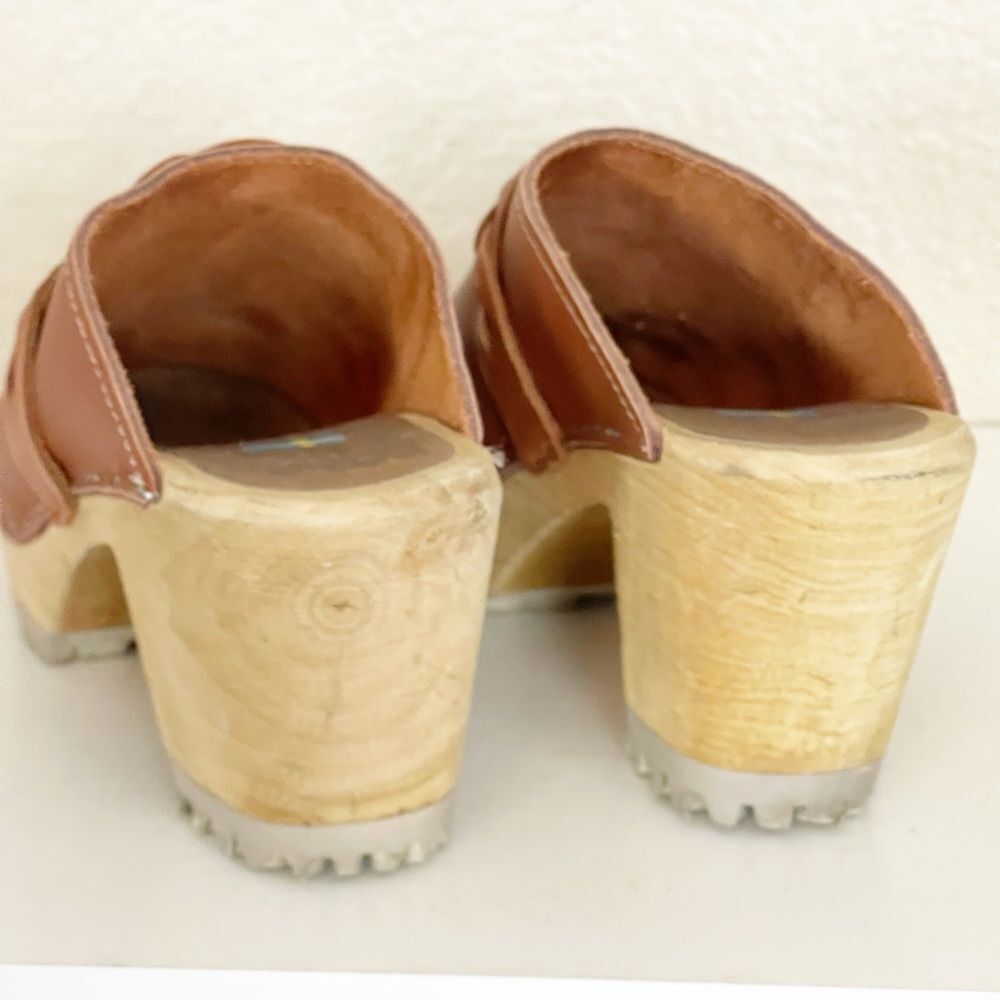 MIA Elsa Brown leather Clogs Braided with wood heel 39 - Picture 12 of 13